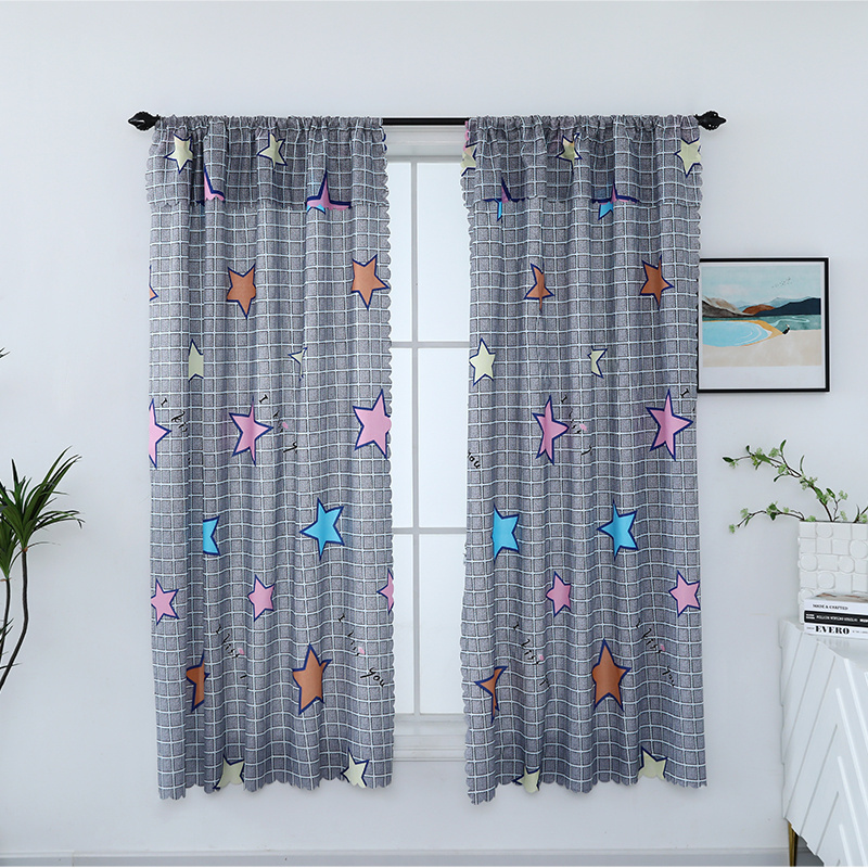 2024 Hot Sale Popular 100% Polyester Cortinas Fabric Stars Pattern Blackout Curtain Clothe Window Black Curtains For Living Room