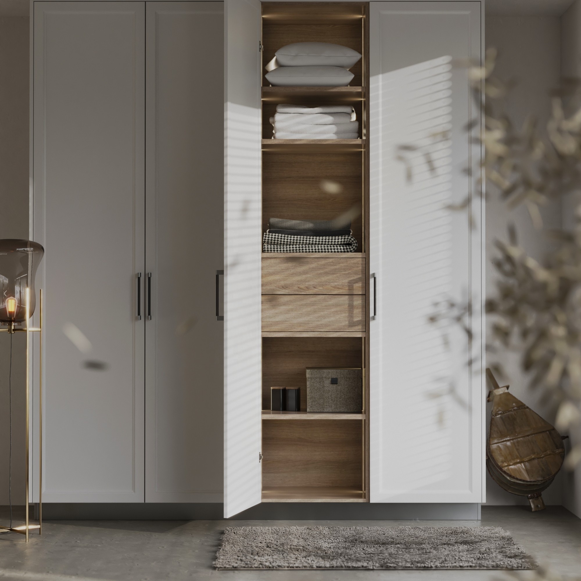 Simple Modern Wardrobe l shape walk-in closet Bedroom Wooden Furniture Armoire Closet wooden wardrobe closet