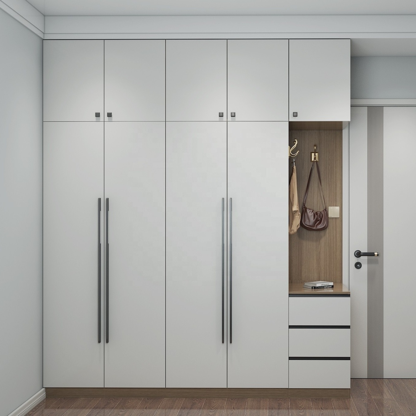 Simple Modern Wardrobe l shape walk-in closet Bedroom Wooden Furniture Armoire Closet wooden wardrobe closet