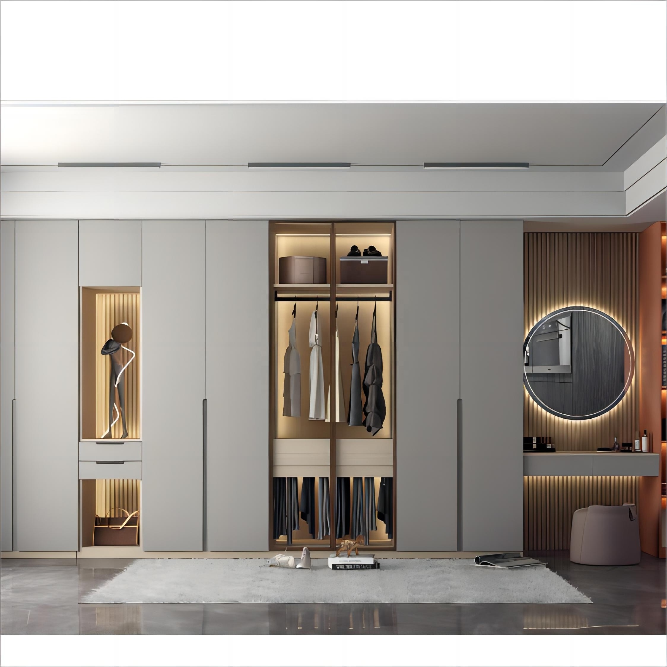 Cheap melamine MDF bedroom laminate mirror corner wardrobe closet bedroom furniture armoire closet wardrobe