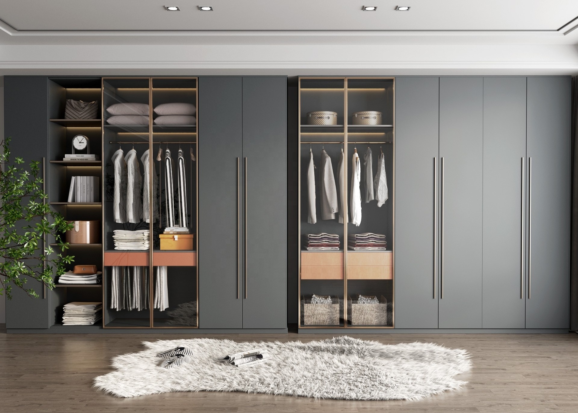 Storage Bedroom Furniture Factory Price Muebles Wardrobe Closet Cloth Home Furniture Wooden Armoire Closet Wardrobe with Mirror