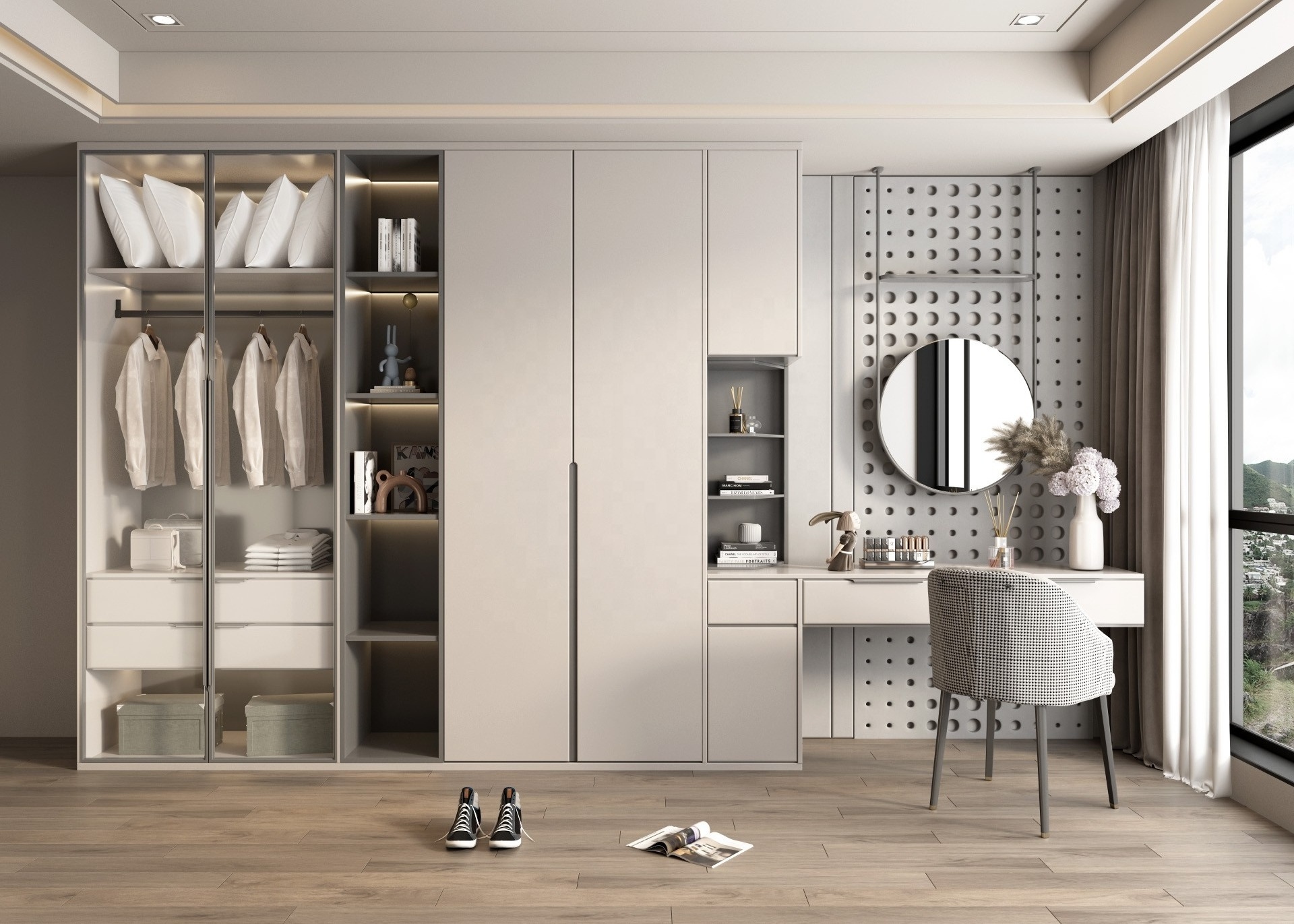 Hot Selling Wardrobe With Big Mirror High Quality Classic Luxury Bedroom  closet systems & organize