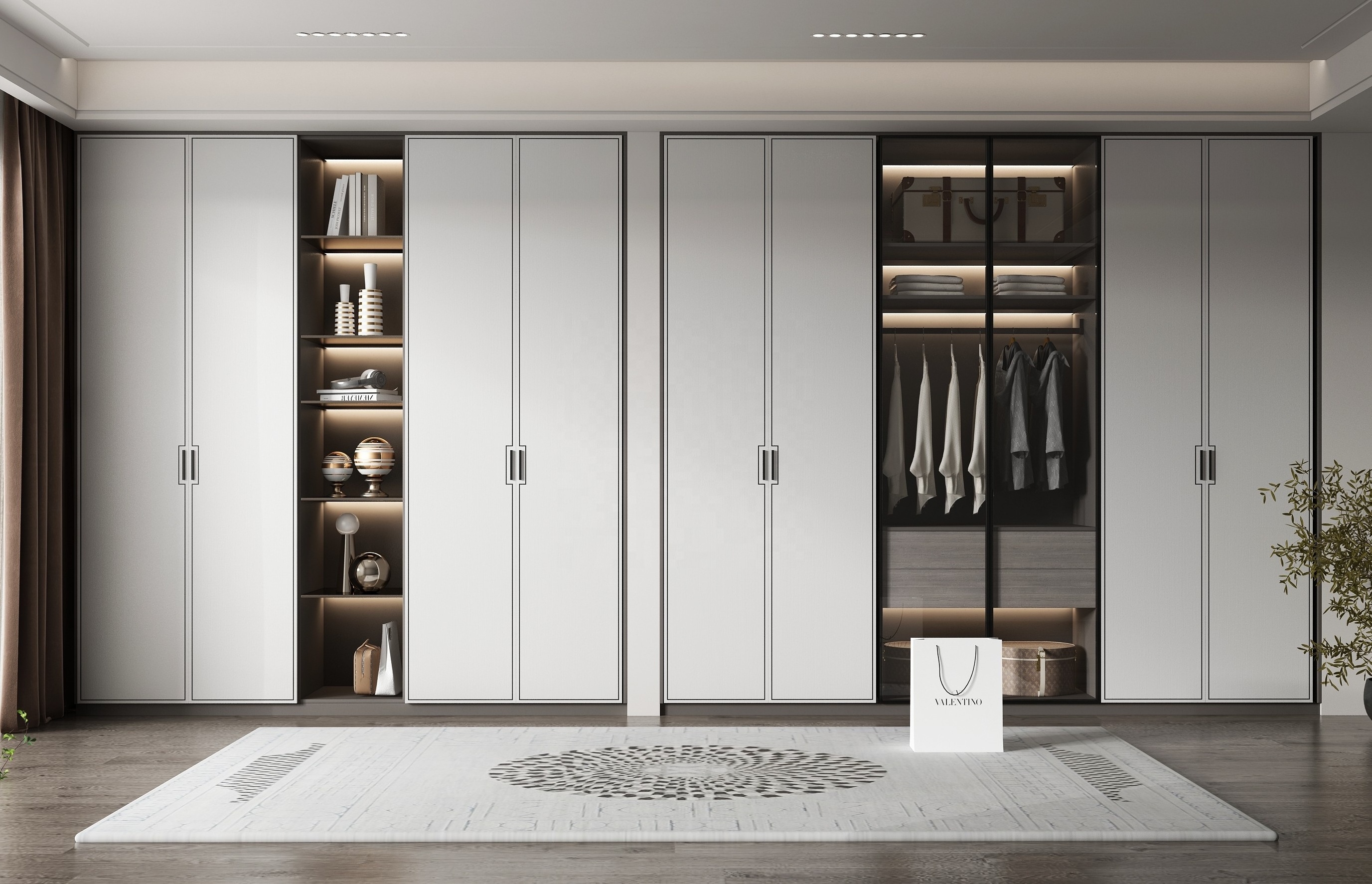 Hot Selling Wardrobe With Big Mirror High Quality Classic Luxury Bedroom  closet systems & organize