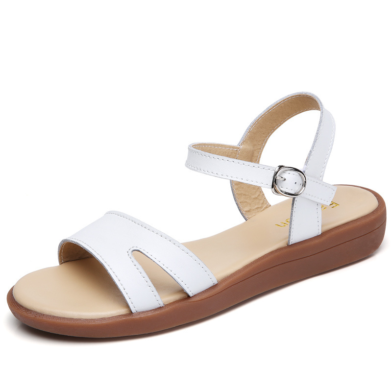 New style wholesale customized comfortable cheap split leather sandals ladies shoes