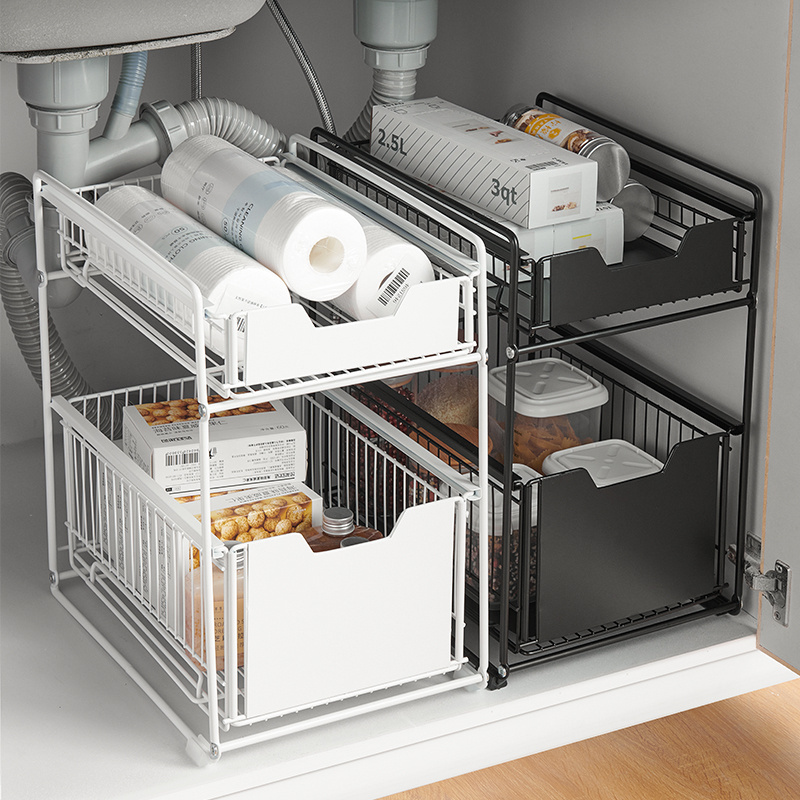 expandable shelf kitchen 2-tier cabinet rack under sink organizer