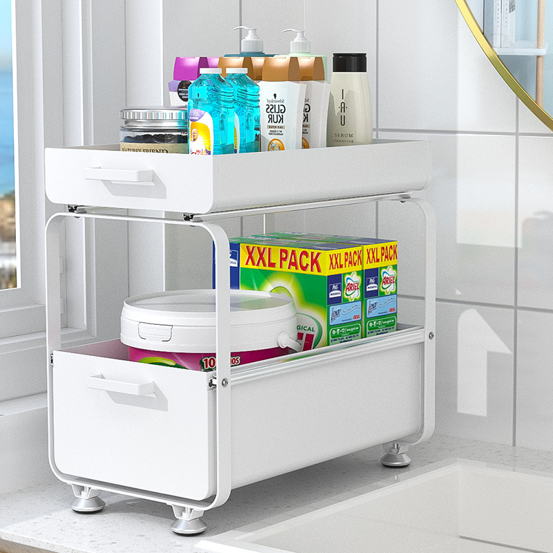 2 tier bathroom under sink organizers and storage under sliding cabinet drawer basket organizer shelf for home and kitchen