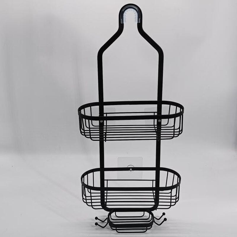 Black Hanging Over Shower Head Caddy Organizer Shower Storage Rack Bathroom Shampoo Holder