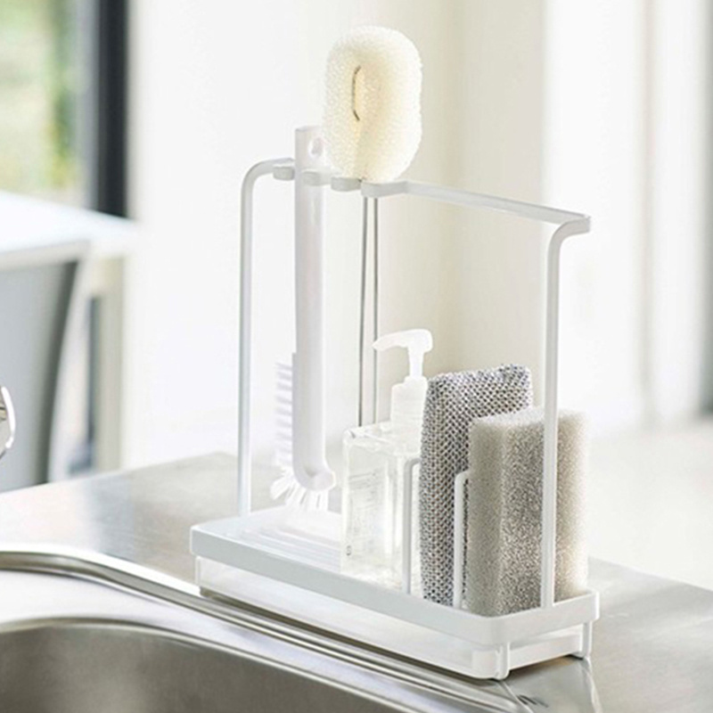 Rustproof Metal Kitchen Soap Caddy Sink Organizer Brush Sponge Holder Soap Dispenser Drying Caddy