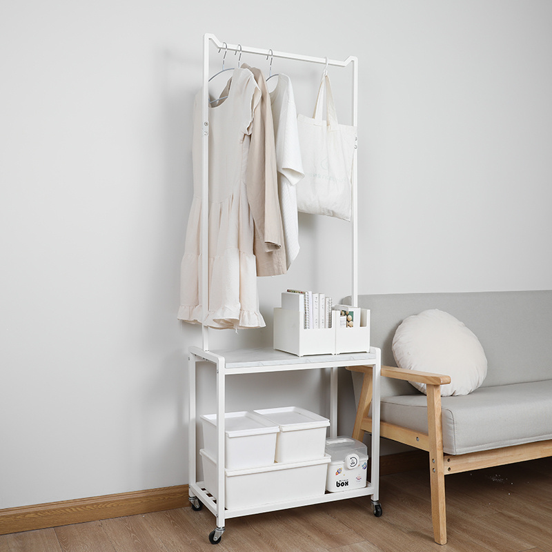 Metal Rolling Clothes Garment Coat Clothing Rack with Drawer Shelf Organizer for Hanging Coats, Skirts, Shirts, Sweater