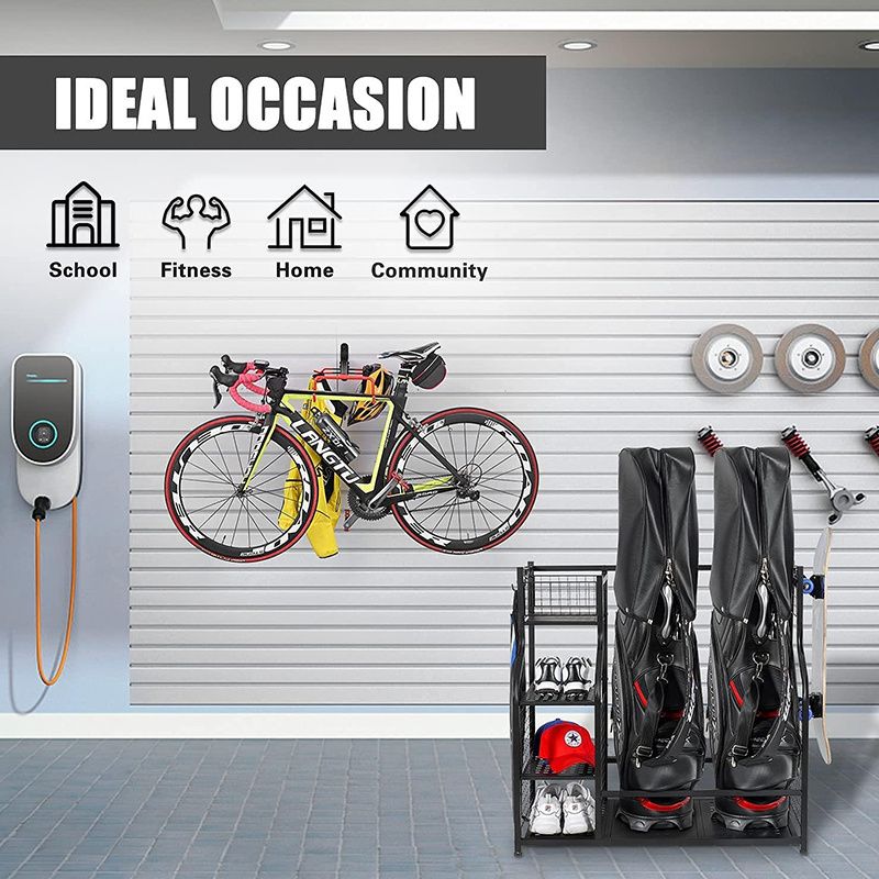 2 Golf Bag Storage Stand and Other Sports Equipment Storage Rack,Garage Organizer Shelves,Golf Storage Garage Organizer