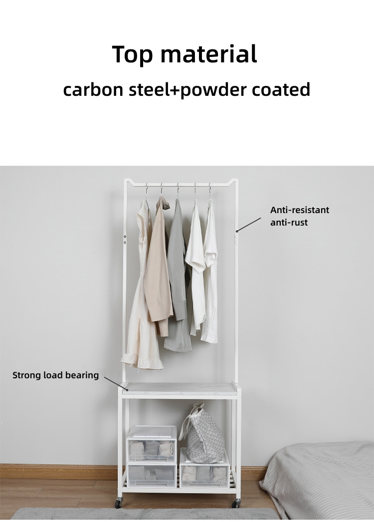 Metal Rolling Clothes Garment Coat Clothing Rack with Drawer Shelf Organizer for Hanging Coats, Skirts, Shirts, Sweater