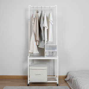 Metal Rolling Clothes Garment Coat Clothing Rack with Drawer Shelf Organizer for Hanging Coats, Skirts, Shirts, Sweater