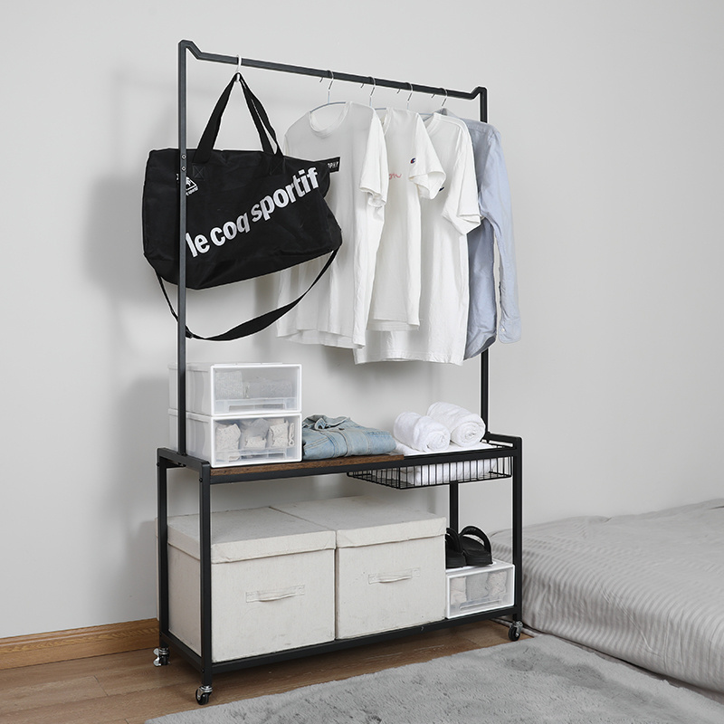 Metal Rolling Clothes Garment Coat Clothing Rack with Drawer Shelf Organizer for Hanging Coats, Skirts, Shirts, Sweater