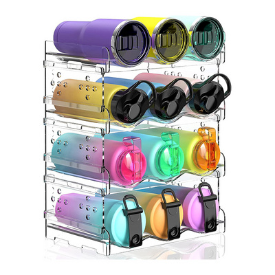 4 Pack Stackable Plastic Water Bottle Holder wine drink organizer storage rack for kitchen cabinet