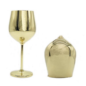 Portable Collapsible Stainless Steel Red Wine Glass with Stem Unbreakable Detachable Wine Cup Metal Goblet Champagne Glass