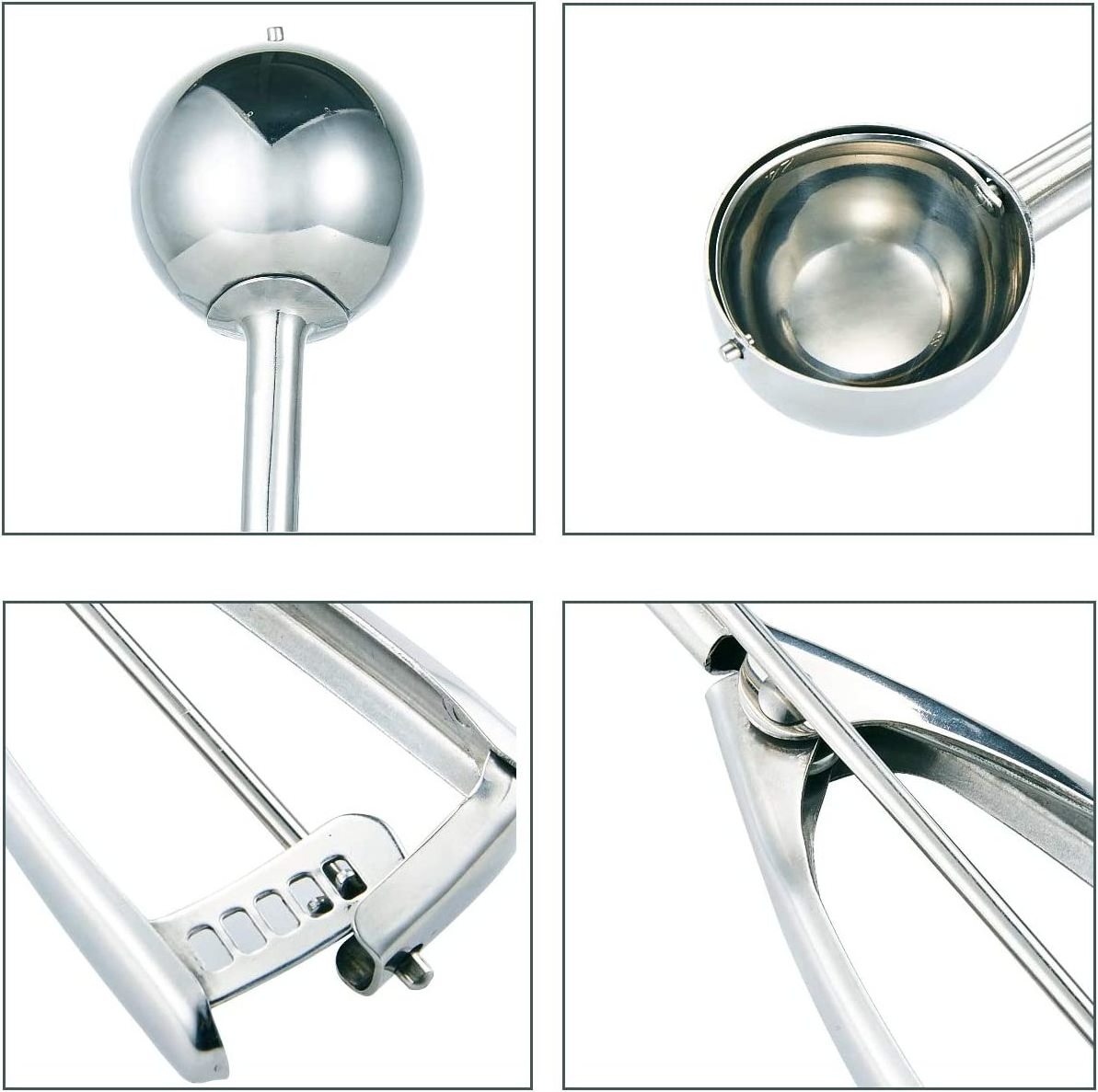 Cookie Scoop Ice Cream Melon Scoop 18/8 Stainless Steel with Trigger Cupcake Kitchen Multi-purpose Scoop set