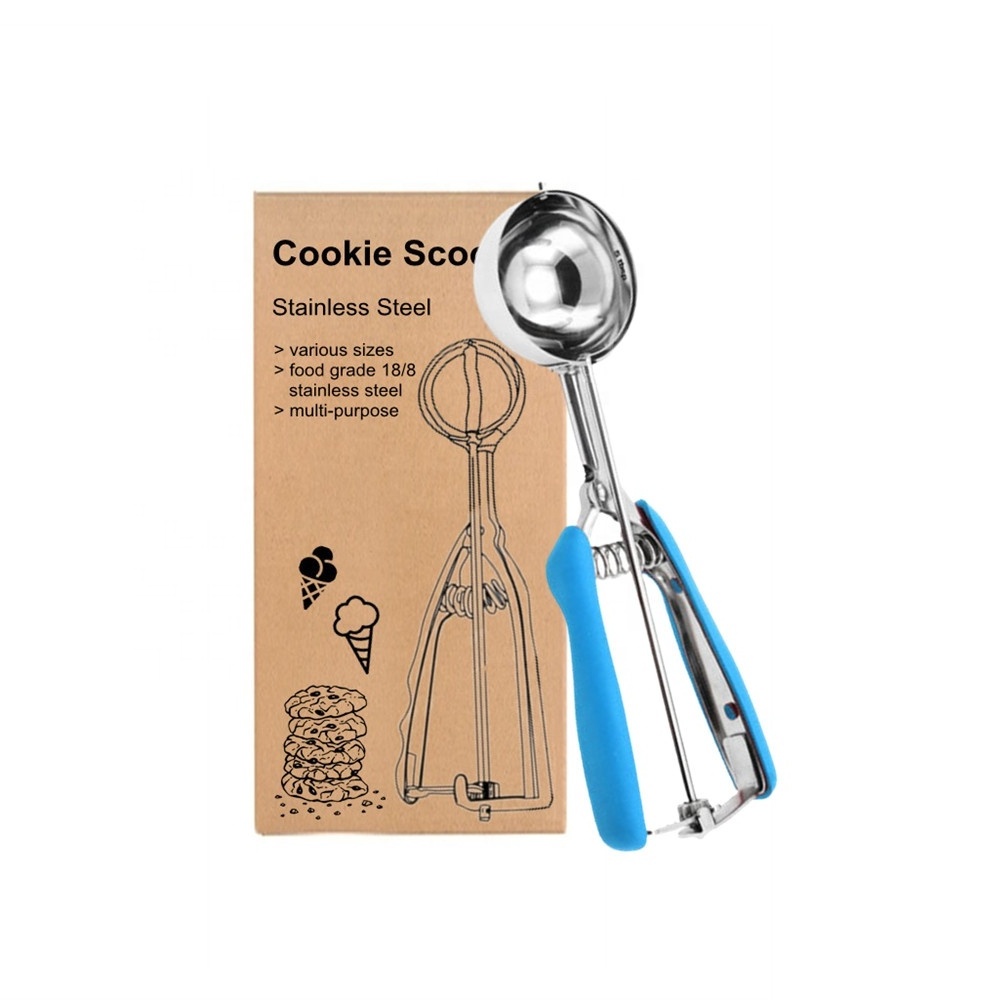 Cookie Scoop Ice Cream Melon Scoop 18/8 Stainless Steel with Trigger Cupcake Kitchen Multi-purpose Scoop set