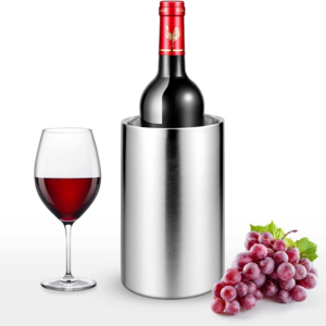 Stainless Steel Double Wall Wine Chiller Wine Bottle Cooler Ice Bucket Insulated Vacuum Champagne Beer Can Cooler for Hours