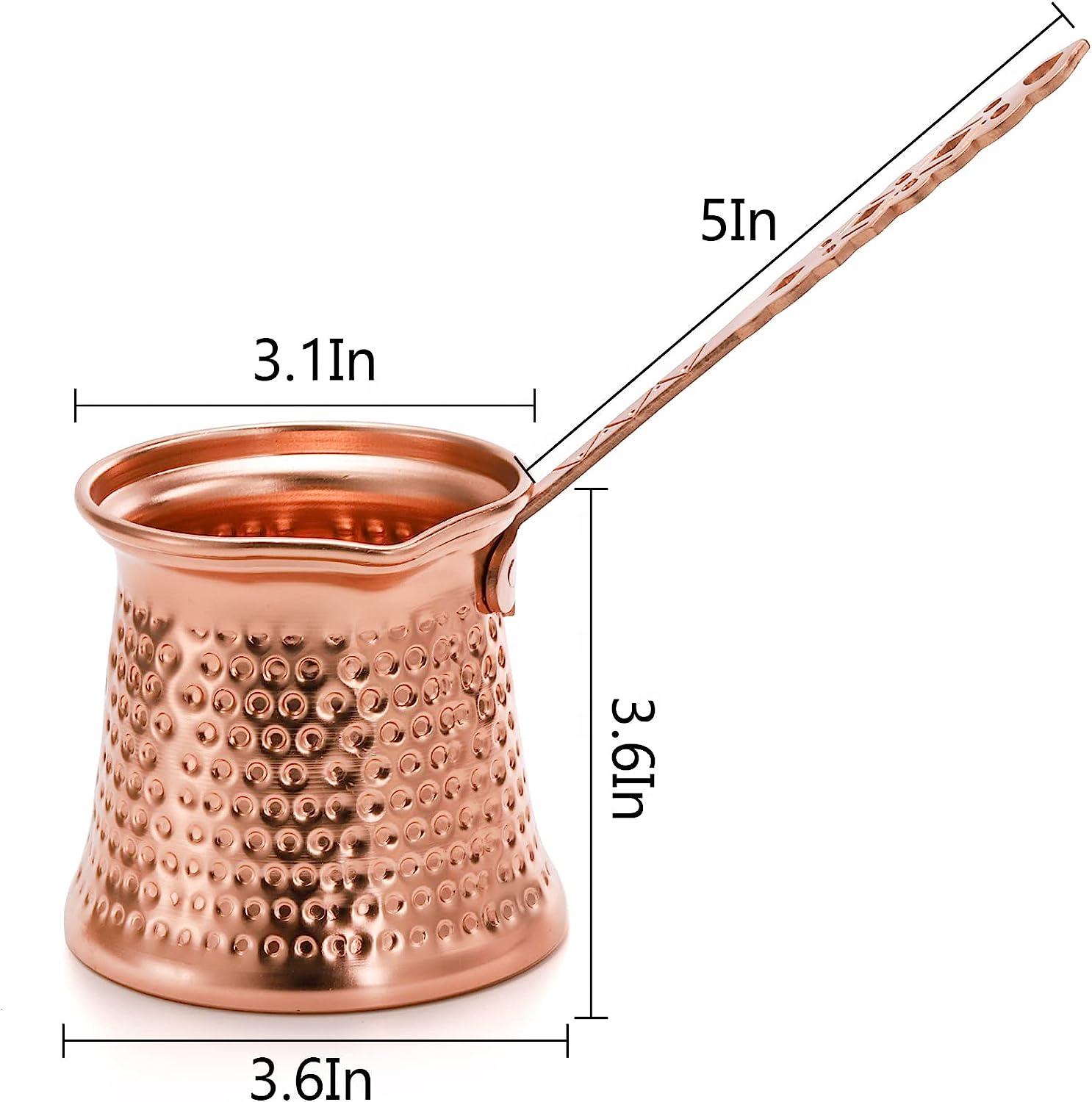 Turkish Copper Coffee Pot 12Oz Hammered Greek Arabic Coffee Maker Cezve Jezve Ibrik Briki Milk Warmer Pan Gravy Jug for Stovetop