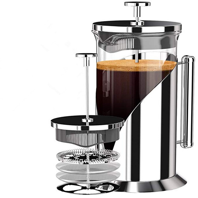 304 stainless steel large french press coffee maker 4 level filtration system french coffee press maker