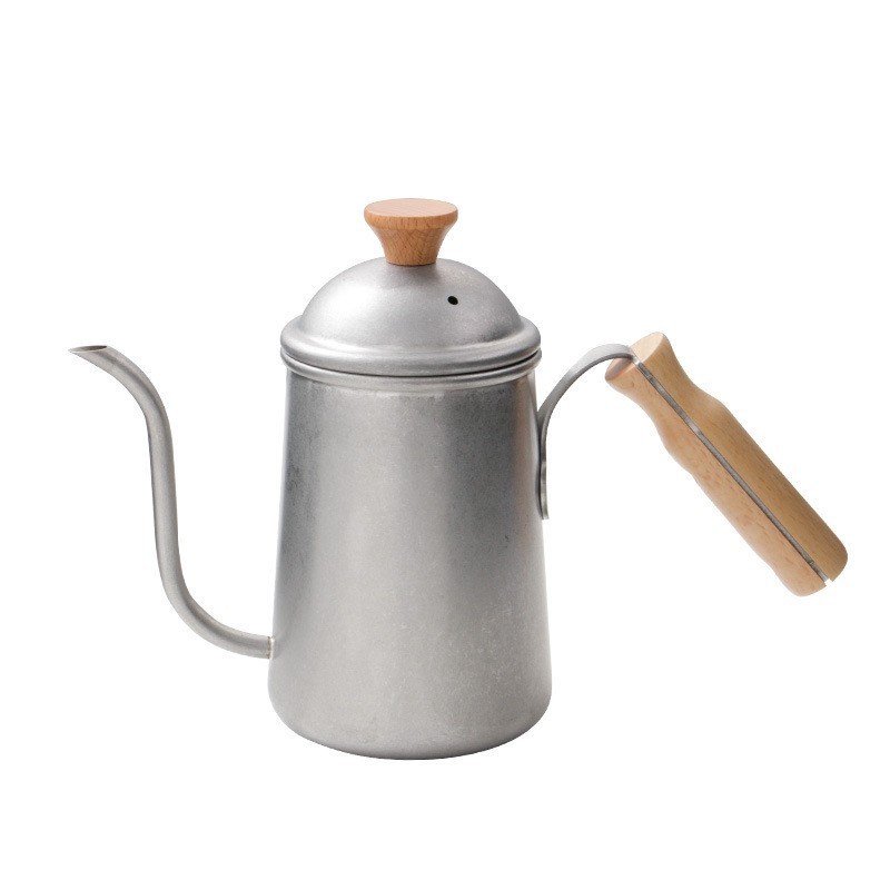 Japanese style wooden handle 304 stainless steel coffee hand brewer Outdoor Camping Long Mouthed Hot Water Kettle