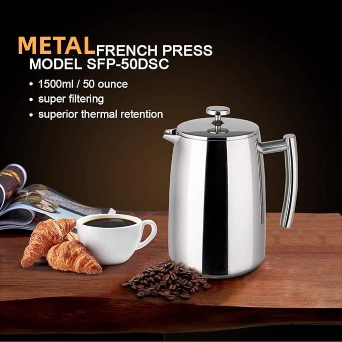 Stainless Steel French Press Pot for Coffee,Tea,Big Capacity Coffee French Press As Gift for Festival,Anniversary