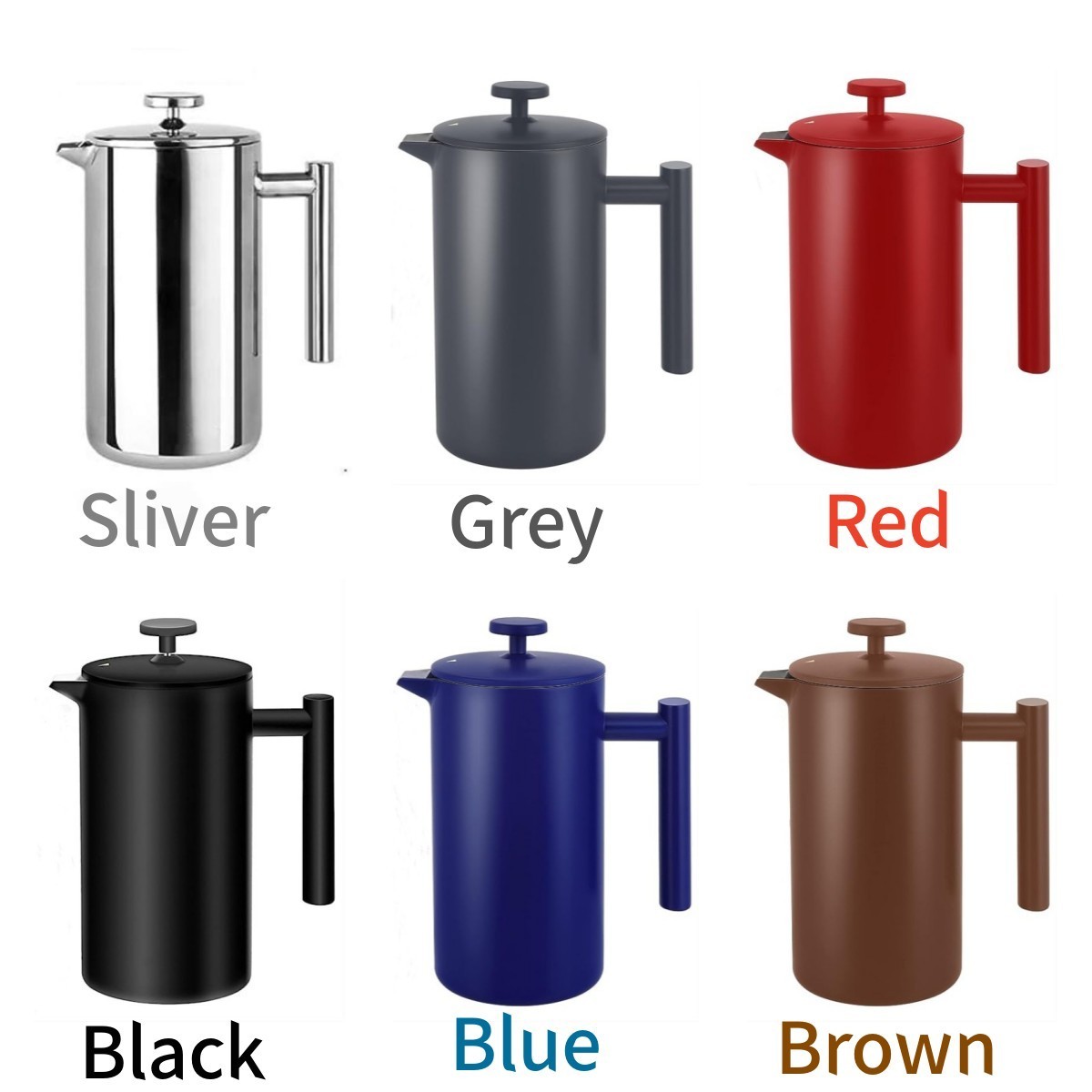 Luxury French Press Pot for Coffee,1L 304 Grade Stainless Steel Insulated Coffee Press,Rust-Free Coffee Maker Pot