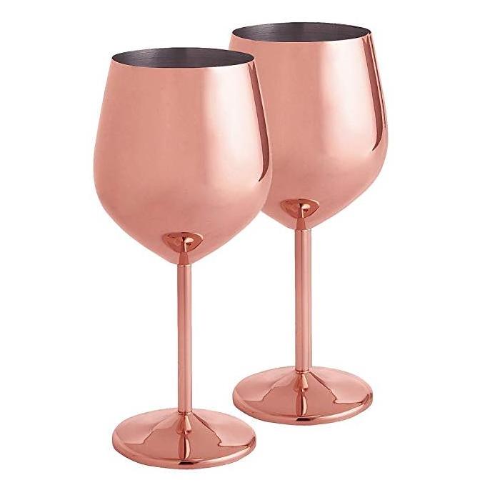 Sample Available Wholesale Stemmed Wine Glasses stainless steel copper unbreakable wine goblet cocktail glass