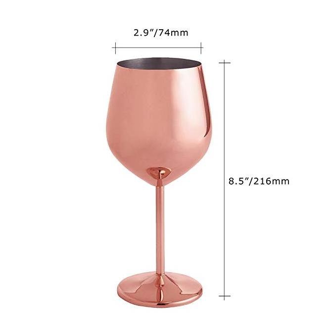 Sample Available Wholesale Stemmed Wine Glasses stainless steel copper unbreakable wine goblet cocktail glass