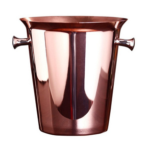 Sample Available Copper Plated 5L Stainless Steel Beer Ice Bucket With Tweezer Champagne Wine Cooler Barrel Ice Cube Holder Lid