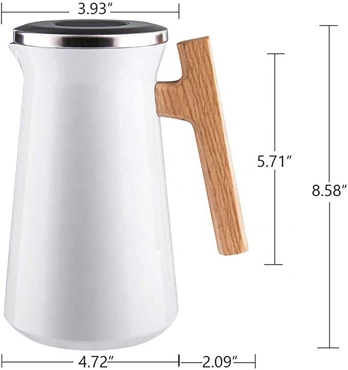 Large Capacity 1.6L Thermal Carafe Stainless Steel Thermo Jug Double Wall Vacuum Insulated Thermos Tea Coffee Pot