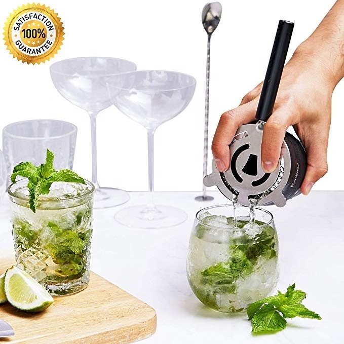 10-pieces Black Martini Cocktail Shaker Bar Set Stainless Steel Bartender Kit Bar Tools 500ml Cocktail Shakers