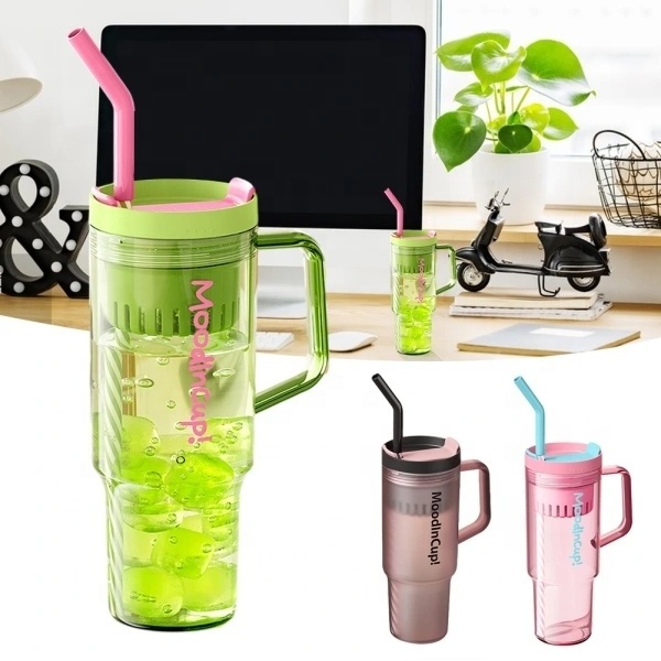 40oz Plastic Tumbler with Handle 20oz Tritan Plastic Heat Resistant Water Bottle With Lid And Straw Portable Drinking Cups