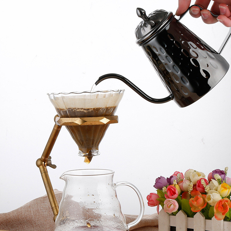 650ml Copper Coating Stainless Turkish Drip Tea Hand Pour Over Gooseneck Kettle Wholesale Offices Arabic Coffee Pot