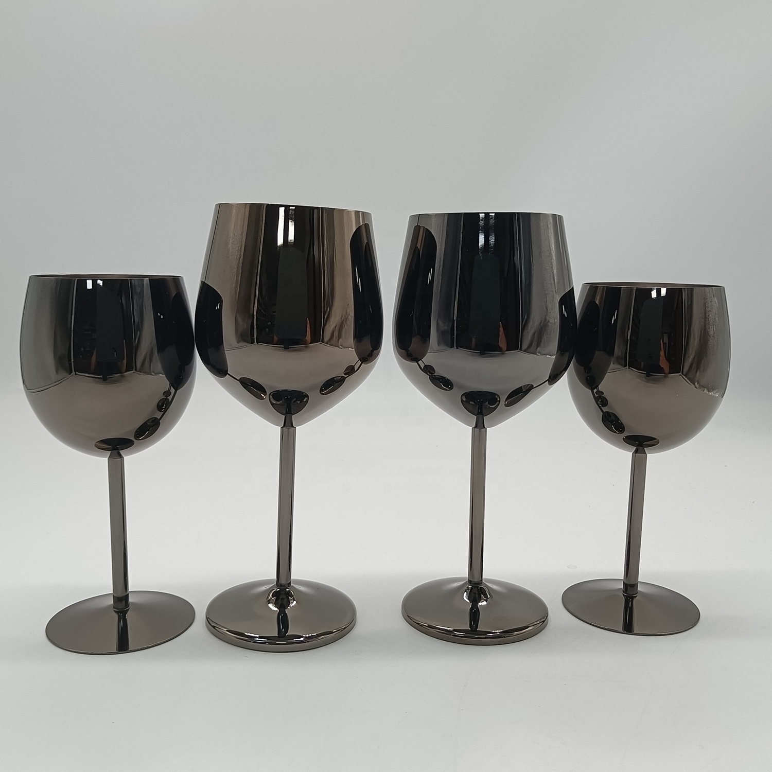 18oz Black Stainless Steel Metal Stemmed Wine Glasses Unbreakable Wine Goblet Drinkware Champagne Cup for Red White Wine