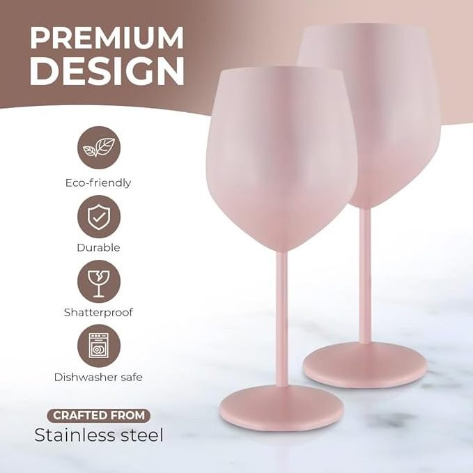 Custom Pink Wine/Martini/Cocktail Glass,Stainless Steel Wine Glass for Wedding,Home Drinking