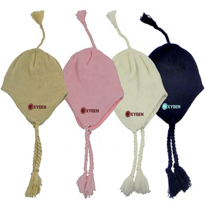 Custom Embroidered Knit Hats with Ear Flaps and Tassel