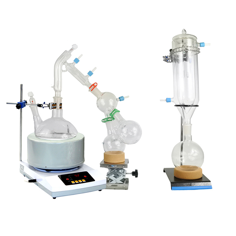 Haocheng 2l distillation head with jacketed condenser short path