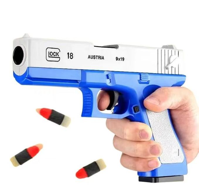 2023 Glock Soft Bullet Toy Gun Shell Ejection Foam Darts Blaster Pistol Manual Airsoft Gun With Silencer For Kid Adult