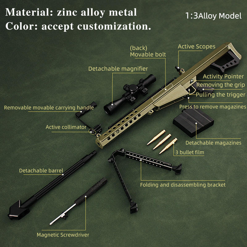 AR15 Metal guns model miniature model toy gun black 1: 3 scale diecast metal build kit gun model