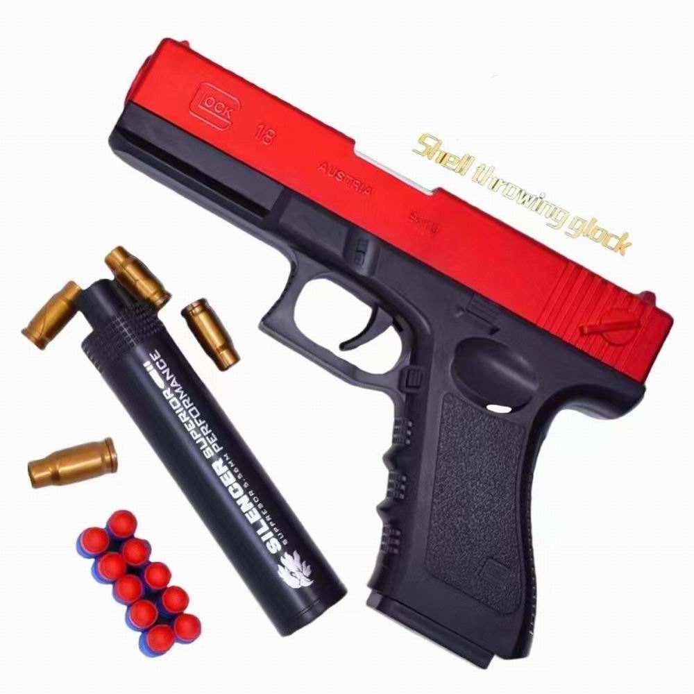 2023 Glock Soft Bullet Toy Gun Shell Ejection Foam Darts Blaster Pistol Manual Airsoft Gun With Silencer For Kid Adult