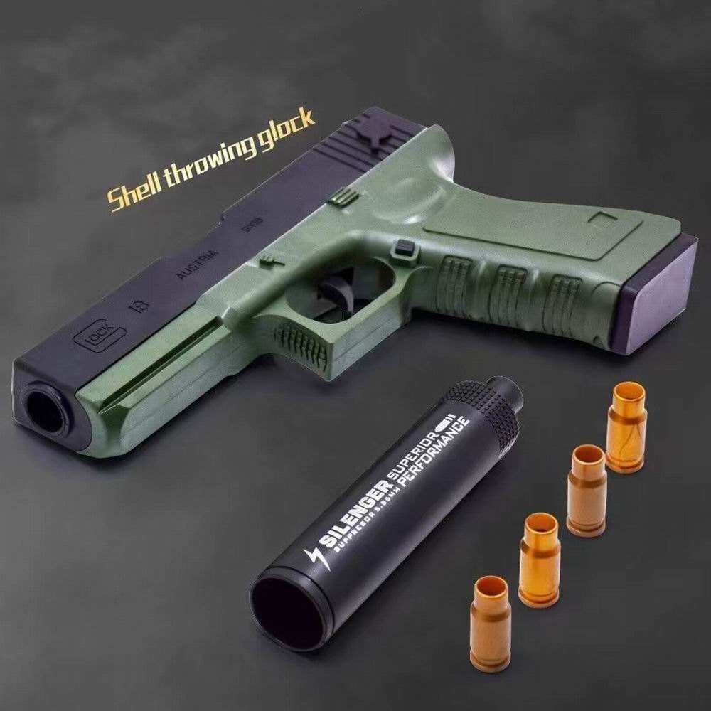 2023 Glock Soft Bullet Toy Gun Shell Ejection Foam Darts Blaster Pistol Manual Airsoft Gun With Silencer For Kid Adult