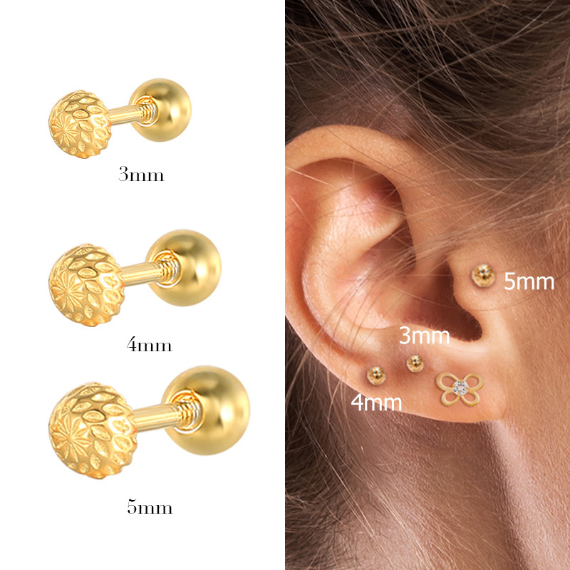 2021 new S925 sterling silver CANNER classic round ball spiral piercing stud earrings for baby child girl