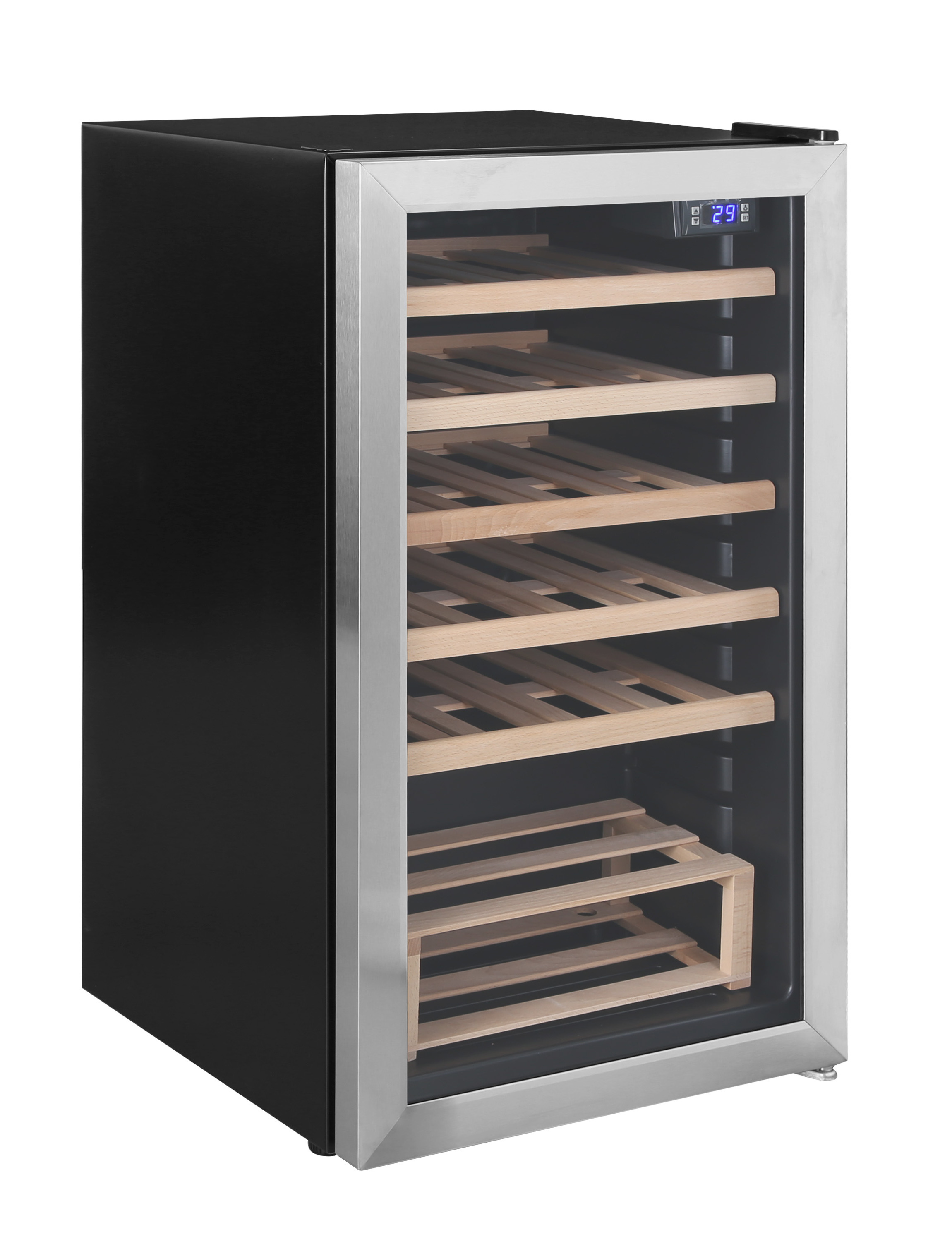 Free standing household 98L under counter glass door wine cooler wine cellar wine refrigerator with lock cave a vin