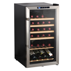 Free standing household 98L under counter glass door wine cooler wine cellar wine refrigerator with lock cave a vin