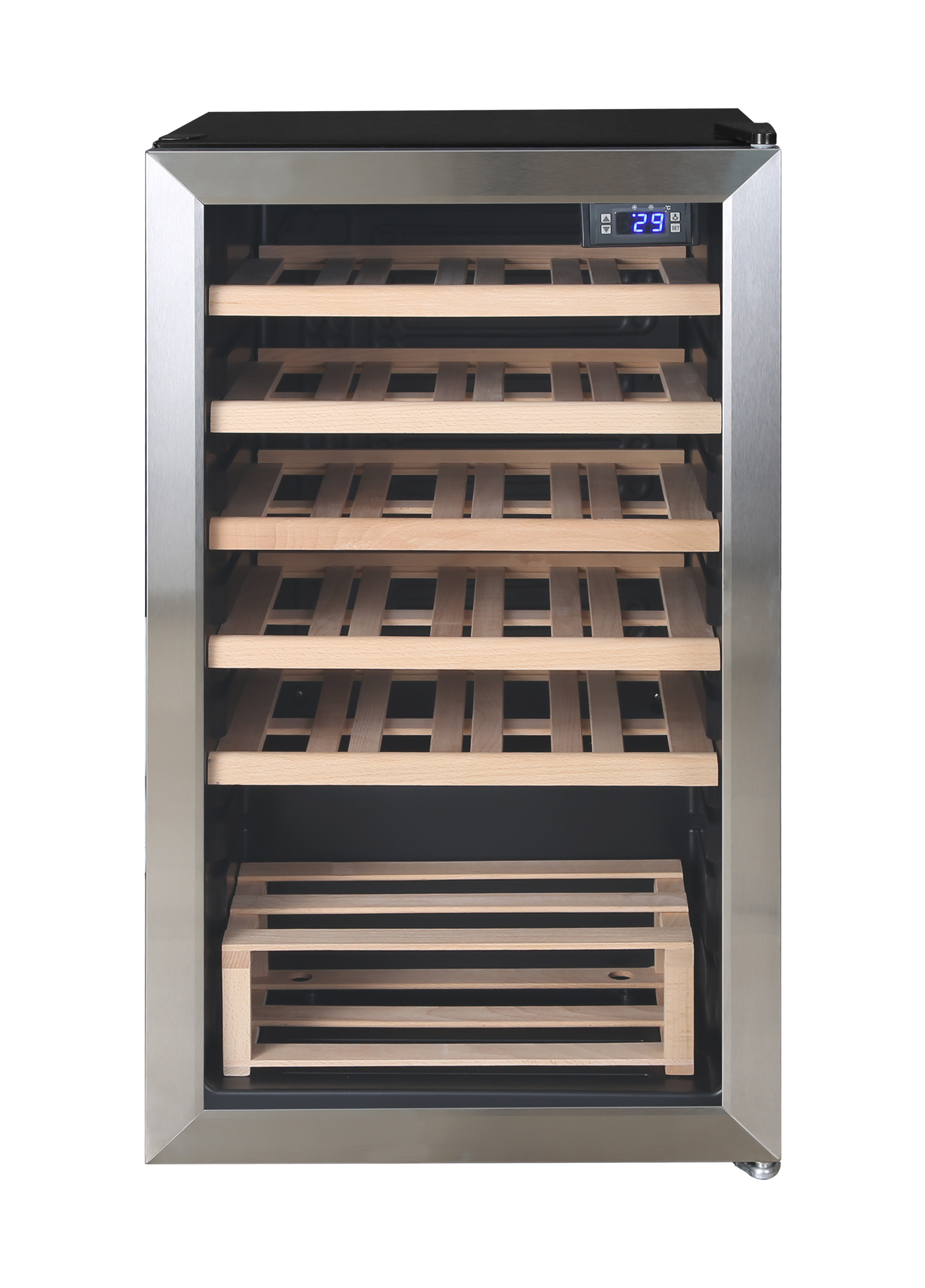 Free standing household 98L under counter glass door wine cooler wine cellar wine refrigerator with lock cave a vin