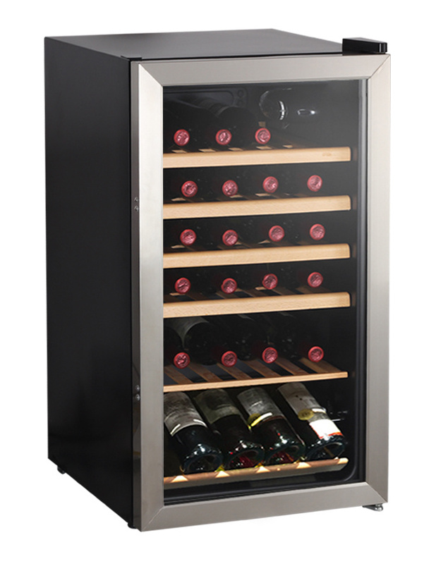 Free standing household 98L under counter glass door wine cooler wine cellar wine refrigerator with lock cave a vin