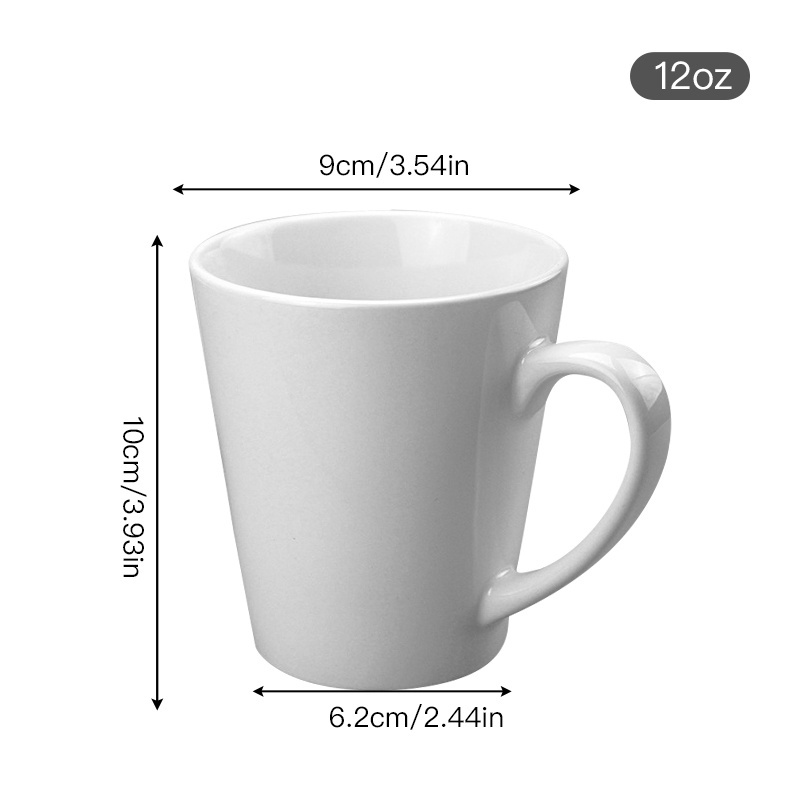 China warehouse Wholesale High Quality Printable 12oz Cone Ceramic Mugs Sublimation White Blank Coffee Milk Tea cup  with Handle