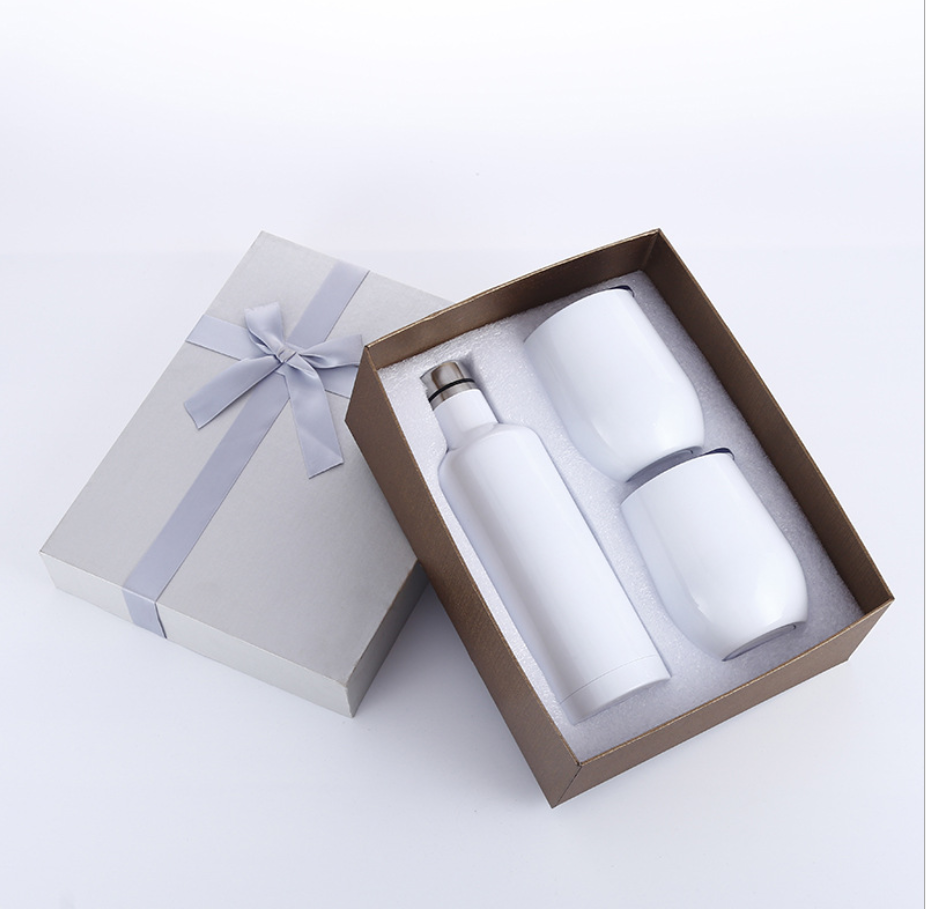 500ml 750ml Wholesale Custom Wine Tumbler set Stainless Steel Wine Bottle wine cup set with gift box