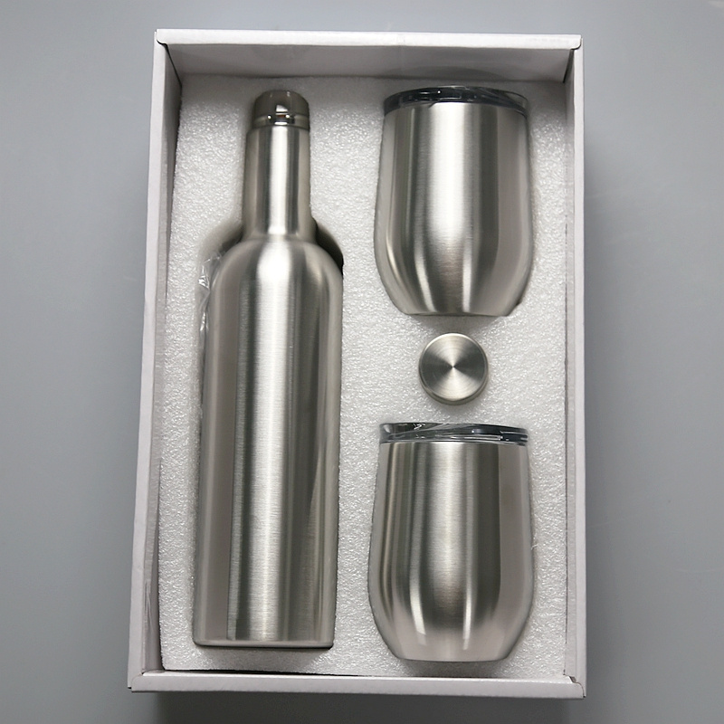 500ml 750ml Wholesale Custom Wine Tumbler set Stainless Steel Wine Bottle wine cup set with gift box